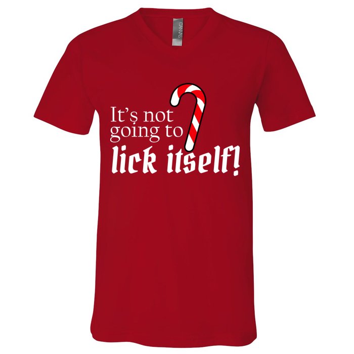 It's Not Going To Lick Itself Candy Cane V-Neck T-Shirt