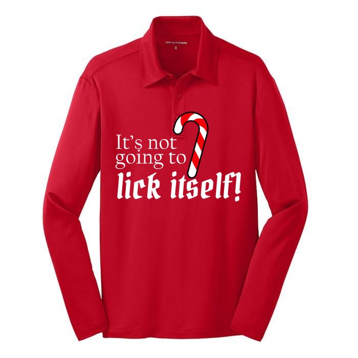 It's Not Going To Lick Itself Candy Cane Silk Touch Performance Long Sleeve Polo