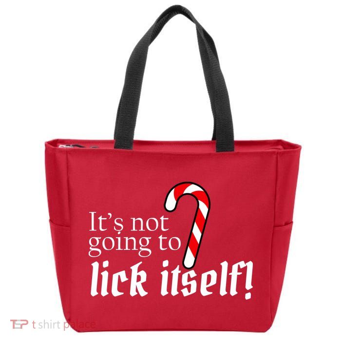 It's Not Going To Lick Itself Candy Cane Zip Tote Bag