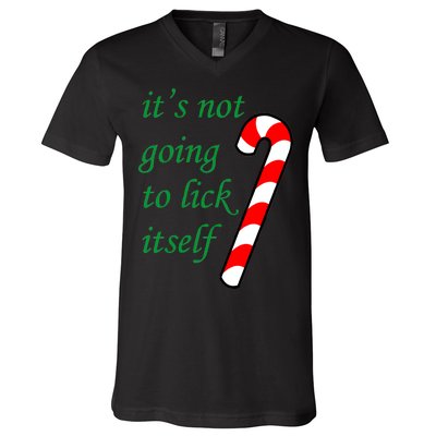 It's Not Going To Lick Itself Funny Naughty Christmas V-Neck T-Shirt