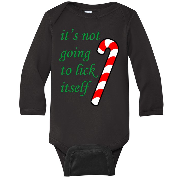 It's Not Going To Lick Itself Funny Naughty Christmas Baby Long Sleeve Bodysuit