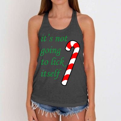 It's Not Going To Lick Itself Funny Naughty Christmas Women's Knotted Racerback Tank