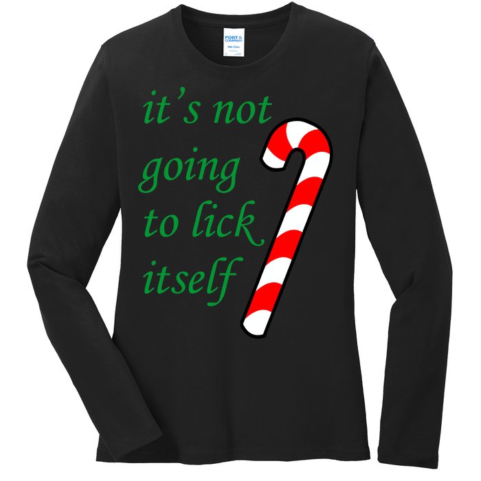 It's Not Going To Lick Itself Funny Naughty Christmas Ladies Long Sleeve Shirt