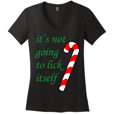 It's Not Going To Lick Itself Funny Naughty Christmas Women's V-Neck T-Shirt