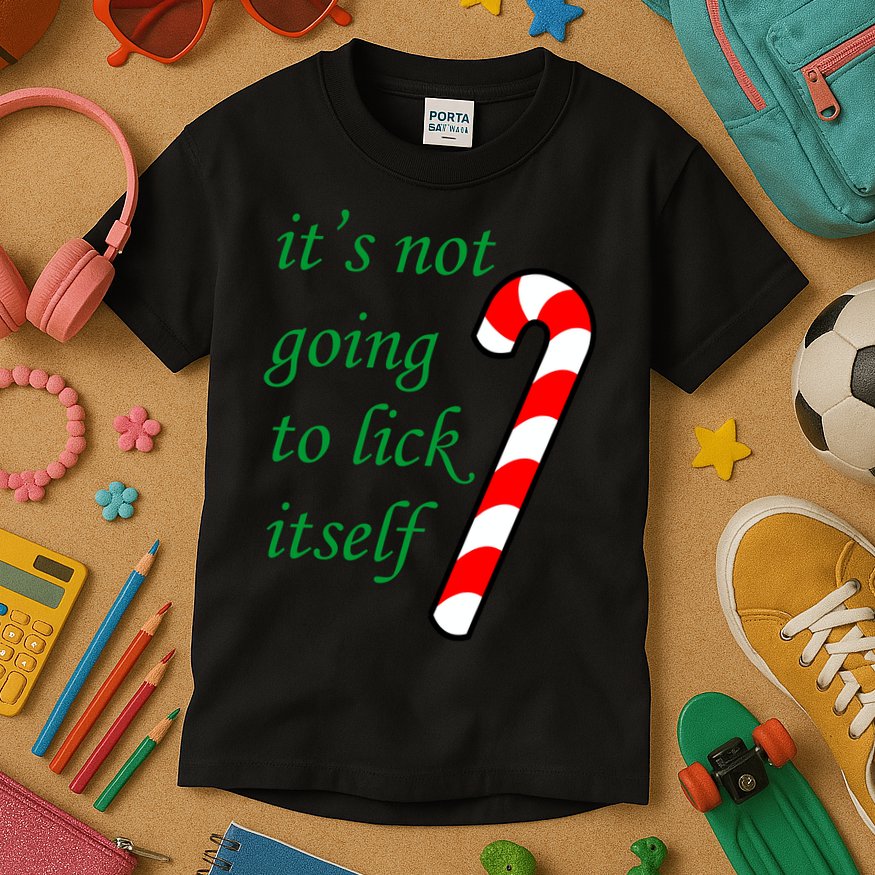 It's Not Going To Lick Itself Funny Naughty Christmas Kids T-Shirt