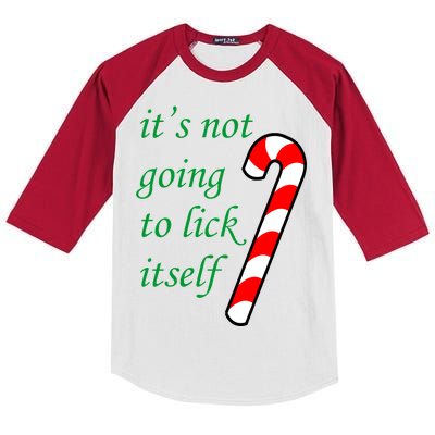 It's Not Going To Lick Itself Funny Naughty Christmas Kids Colorblock Raglan Jersey