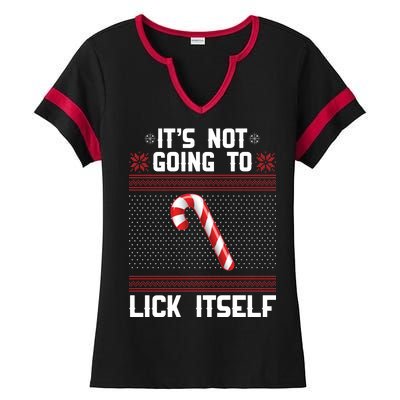 It's Not Going To Lick Itself Ugly Christmas Sweater Ladies Halftime Notch Neck Tee