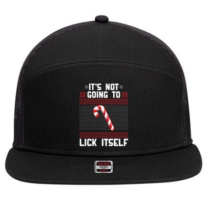 It's Not Going To Lick Itself Ugly Christmas Sweater 7 Panel Mesh Trucker Snapback Hat