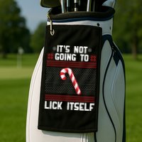 It's Not Going To Lick Itself Ugly Christmas Sweater Golf Towel