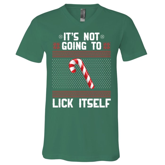 It's Not Going To Lick Itself Ugly Christmas Sweater V-Neck T-Shirt