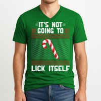 It's Not Going To Lick Itself Ugly Christmas Sweater V-Neck T-Shirt