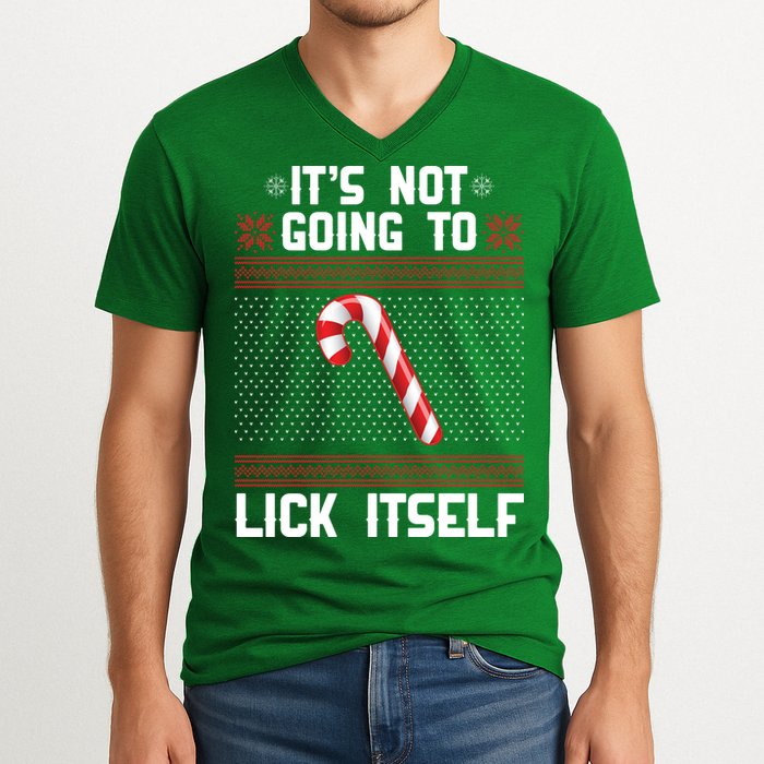 It's Not Going To Lick Itself Ugly Christmas Sweater V-Neck T-Shirt