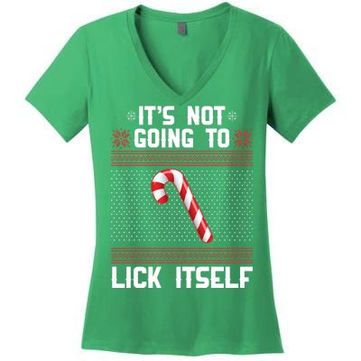 It's Not Going To Lick Itself Ugly Christmas Sweater Women's V-Neck T-Shirt