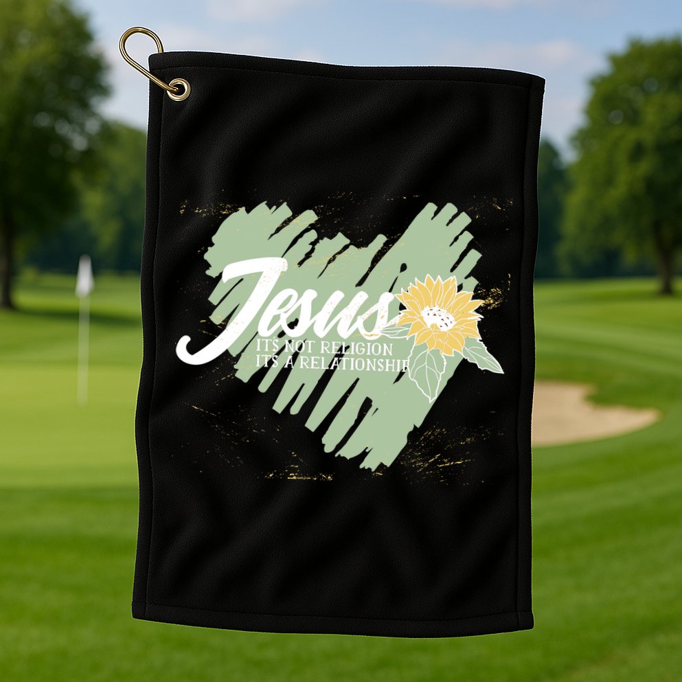 It's Not Religion It's A Relationship Heart Golf Towel