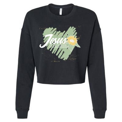 It's Not Religion It's A Relationship Heart Cropped Pullover Crew