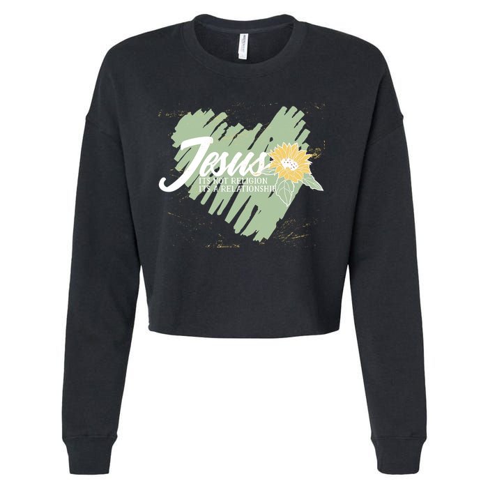 It's Not Religion It's A Relationship Heart Cropped Pullover Crew