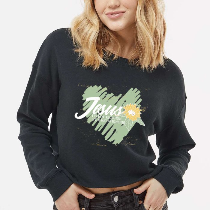 It's Not Religion It's A Relationship Heart Cropped Pullover Crew