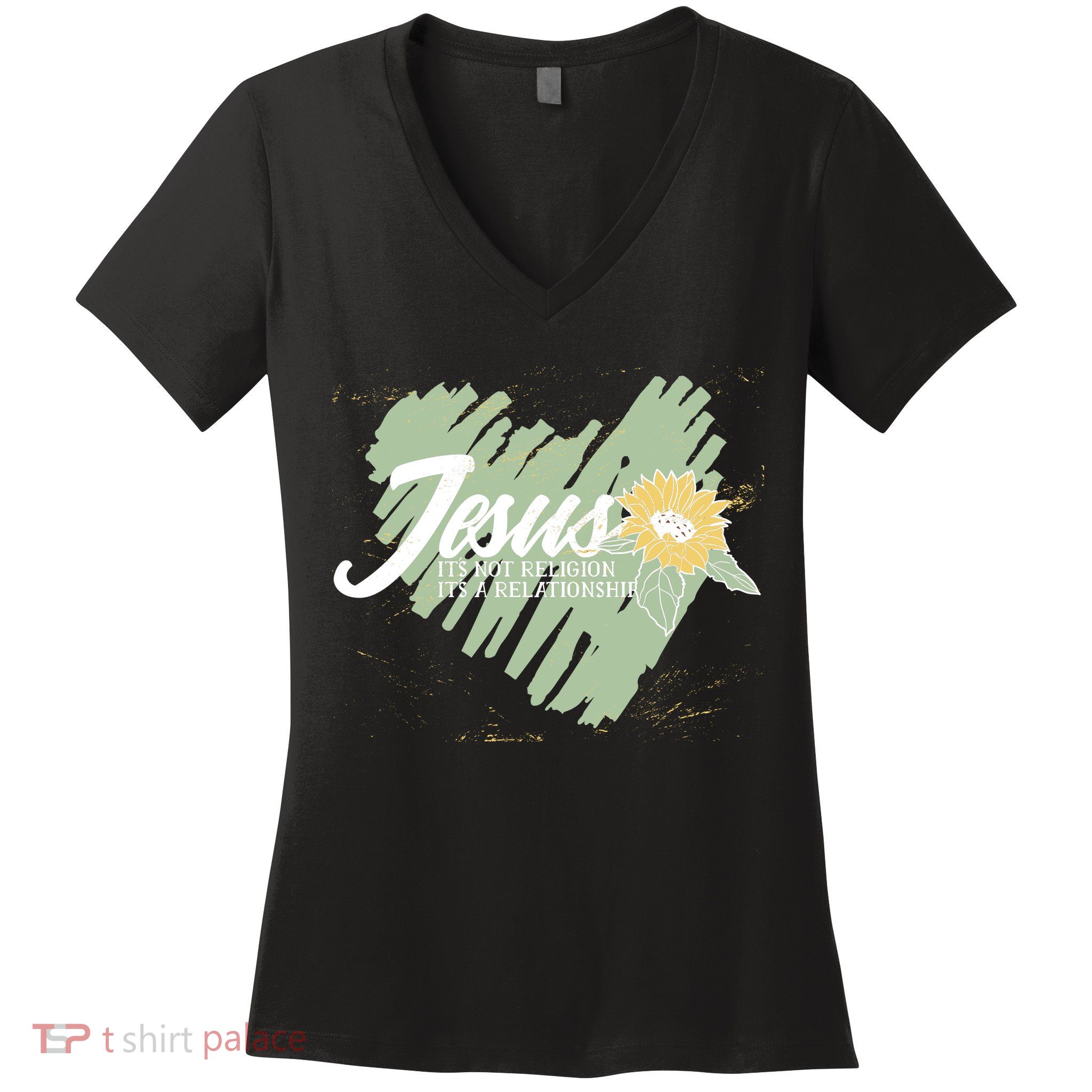 It's Not Religion It's A Relationship Heart Women's V-Neck T-Shirt