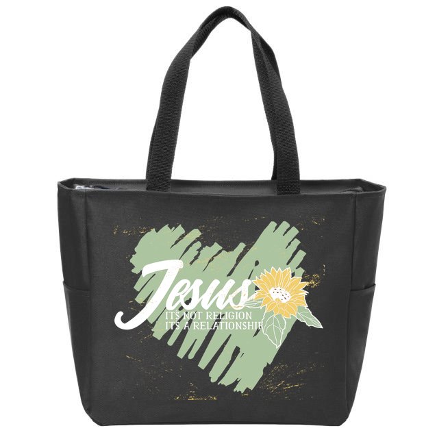 It's Not Religion It's A Relationship Heart Zip Tote Bag