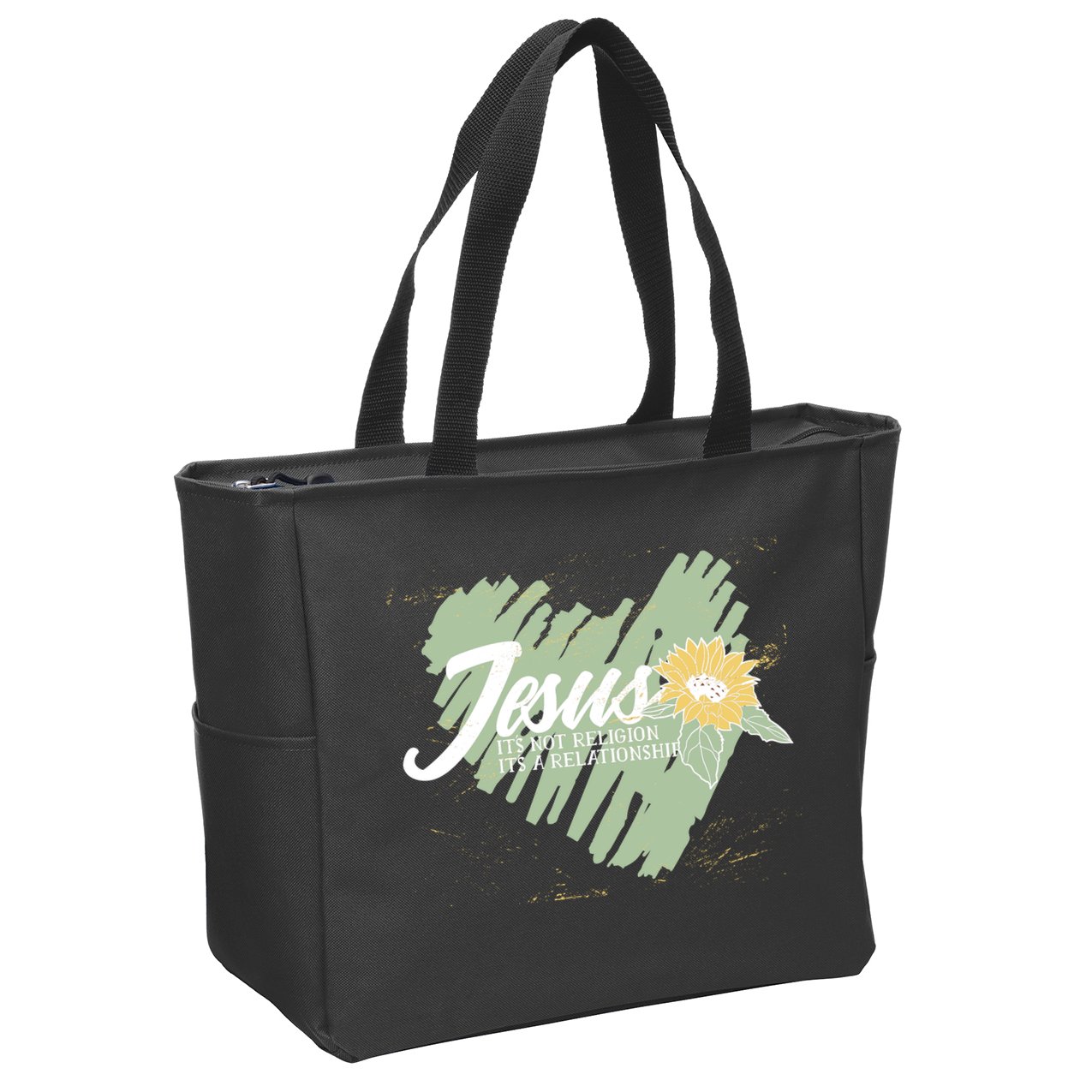 It's Not Religion It's A Relationship Heart Zip Tote Bag