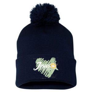 It's Not Religion It's A Relationship Heart Pom Pom 12in Knit Beanie