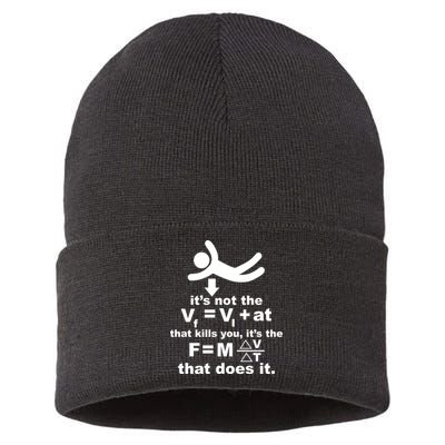 It's Not The Velocity That Kills You It's The Fall Sustainable Knit Beanie