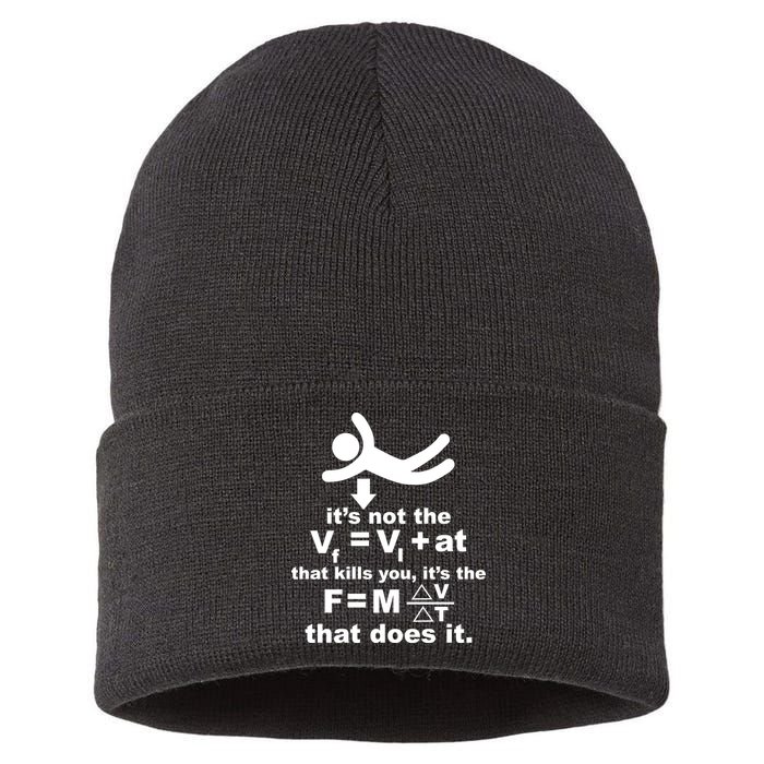 It's Not The Velocity That Kills You It's The Fall Sustainable Knit Beanie