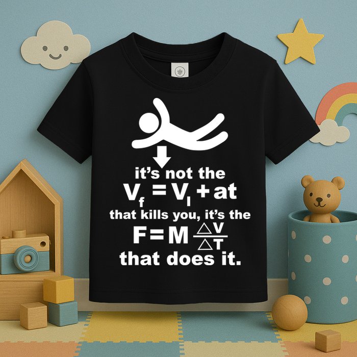 It's Not The Velocity That Kills You It's The Fall Toddler T-Shirt