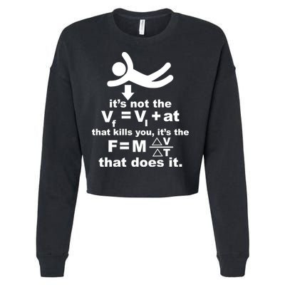 It's Not The Velocity That Kills You It's The Fall Cropped Pullover Crew