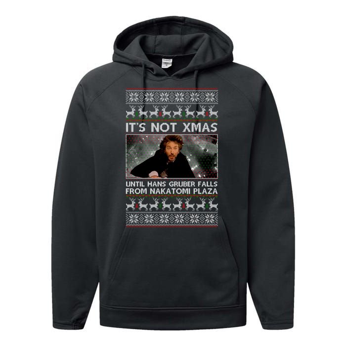 It's Not X-Mas Until Hans Gruber Falls From Nakatomi Plaza Performance Fleece Hoodie