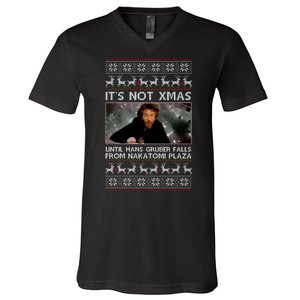 It's Not X-Mas Until Hans Gruber Falls From Nakatomi Plaza V-Neck T-Shirt