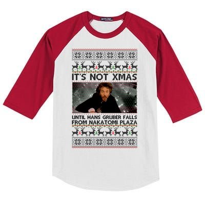 It's Not X-Mas Until Hans Gruber Falls From Nakatomi Plaza Kids Colorblock Raglan Jersey