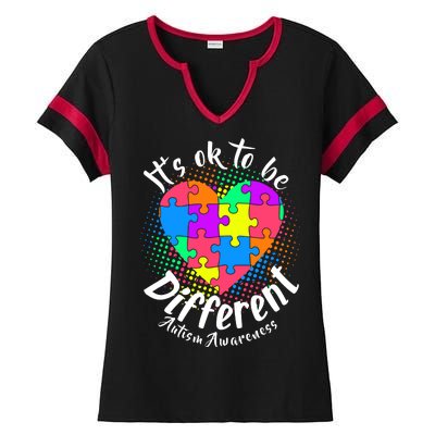 It's Ok To Be Different Autism Awareness Ladies Halftime Notch Neck Tee