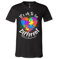 It's Ok To Be Different Autism Awareness V-Neck T-Shirt