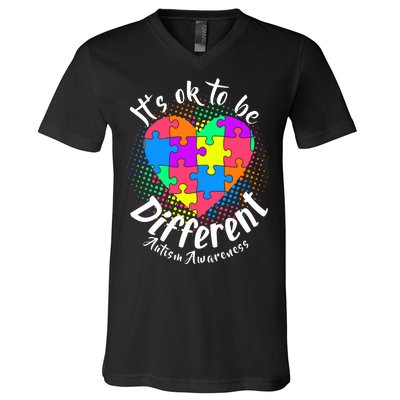 It's Ok To Be Different Autism Awareness V-Neck T-Shirt