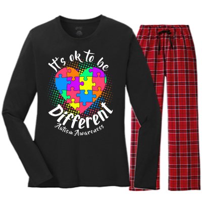 It's Ok To Be Different Autism Awareness Women's Long Sleeve Flannel Pajama Set 