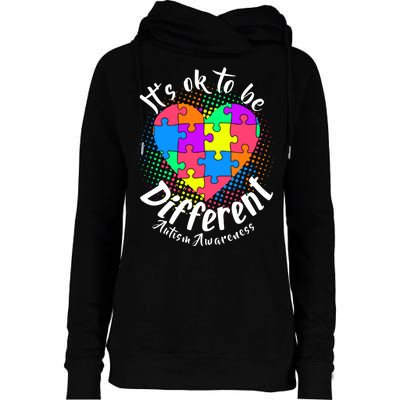 It's Ok To Be Different Autism Awareness Womens Funnel Neck Pullover Hood