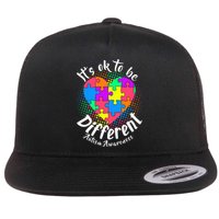 It's Ok To Be Different Autism Awareness Flat Bill Trucker Hat