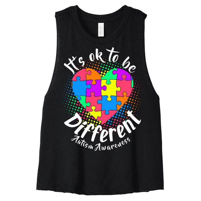 It's Ok To Be Different Autism Awareness Women's Racerback Cropped Tank