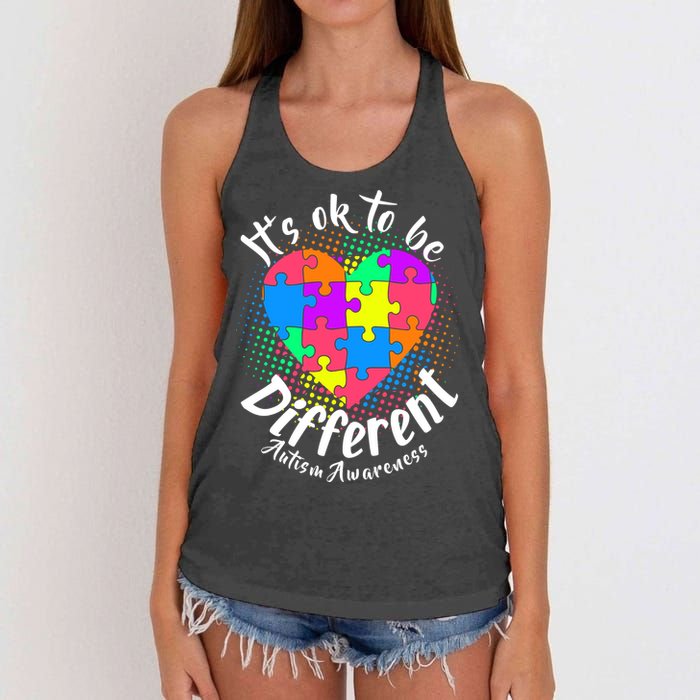 It's Ok To Be Different Autism Awareness Women's Knotted Racerback Tank