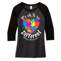 It's Ok To Be Different Autism Awareness Women's Tri-Blend 3/4-Sleeve Raglan Shirt