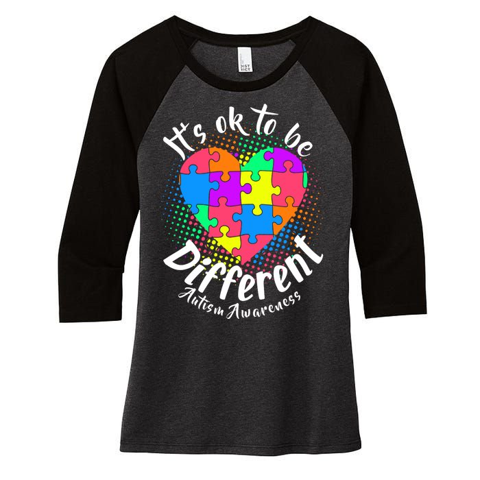 It's Ok To Be Different Autism Awareness Women's Tri-Blend 3/4-Sleeve Raglan Shirt