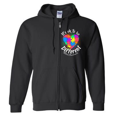 It's Ok To Be Different Autism Awareness Full Zip Hoodie