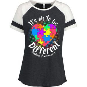 It's Ok To Be Different Autism Awareness Enza Ladies Jersey Colorblock Tee