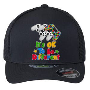 It's Ok To Be Different Autism Awareness Video Gamer  Flexfit Unipanel Trucker Cap