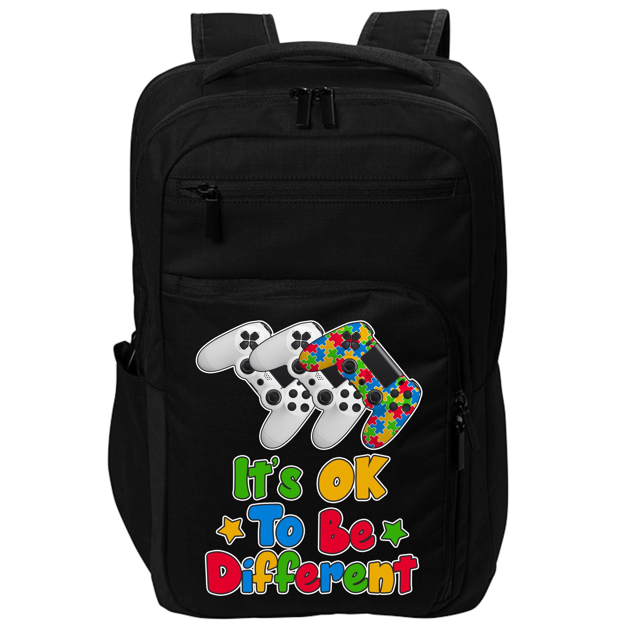 It's Ok To Be Different Autism Awareness Video Gamer  Impact Tech Backpack