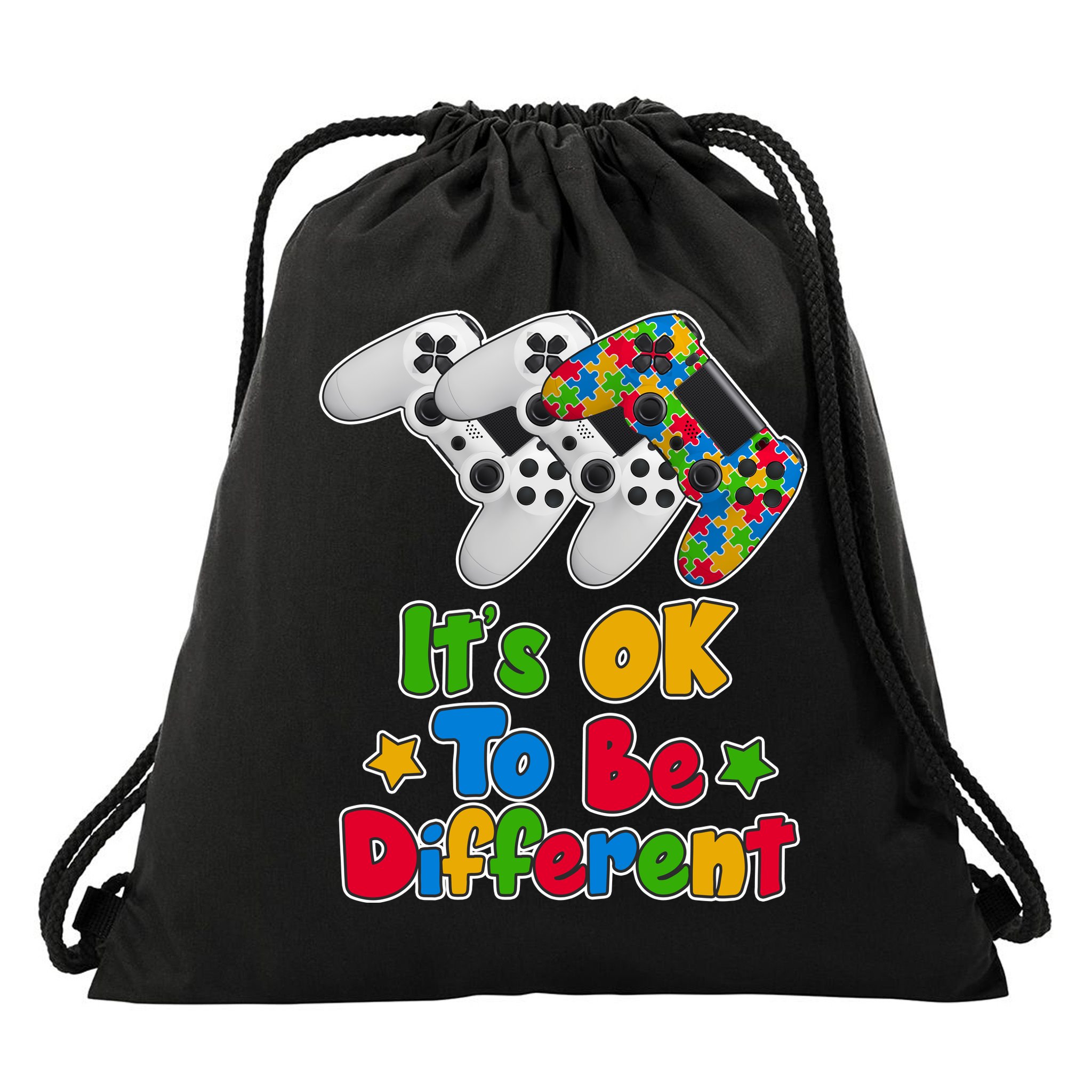 It's Ok To Be Different Autism Awareness Video Gamer  Drawstring Bag
