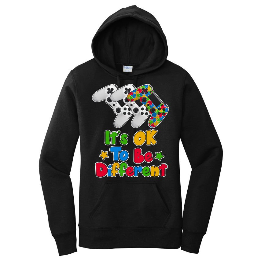 It's Ok To Be Different Autism Awareness Video Gamer  Women's Pullover Hoodie
