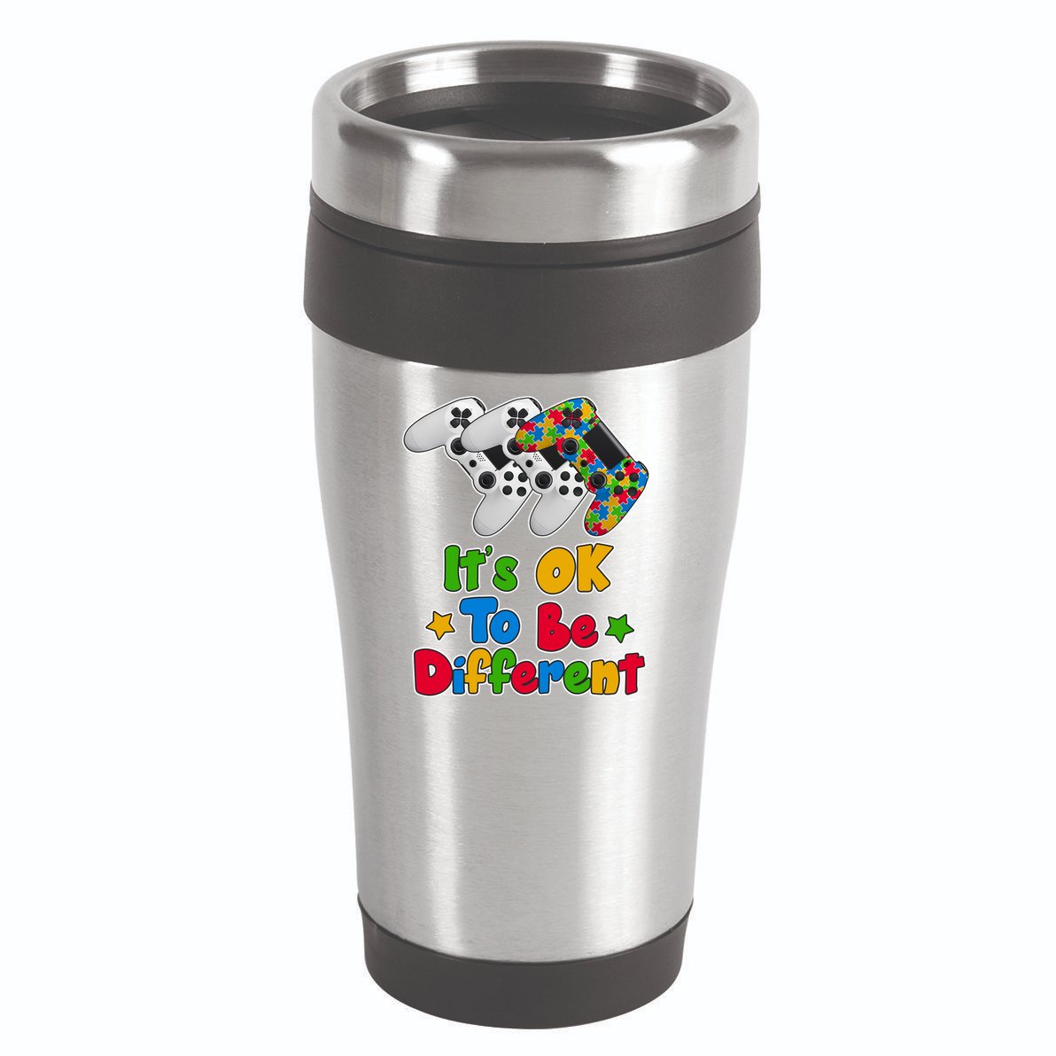 It's Ok To Be Different Autism Awareness Video Gamer  16oz Travel Tumbler