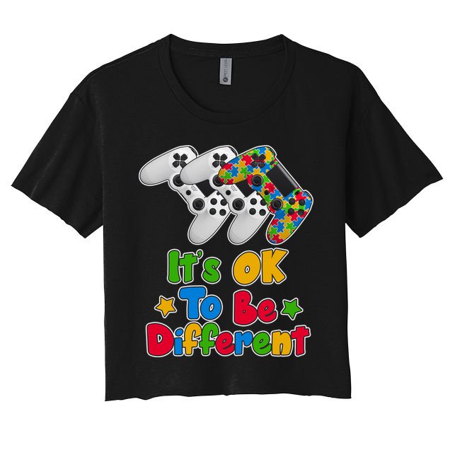 It's Ok To Be Different Autism Awareness Video Gamer  Crop Top